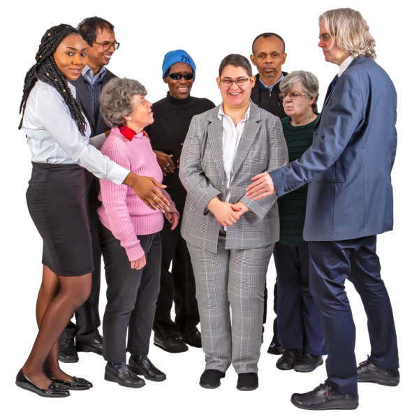 A group of people in smart working clothes